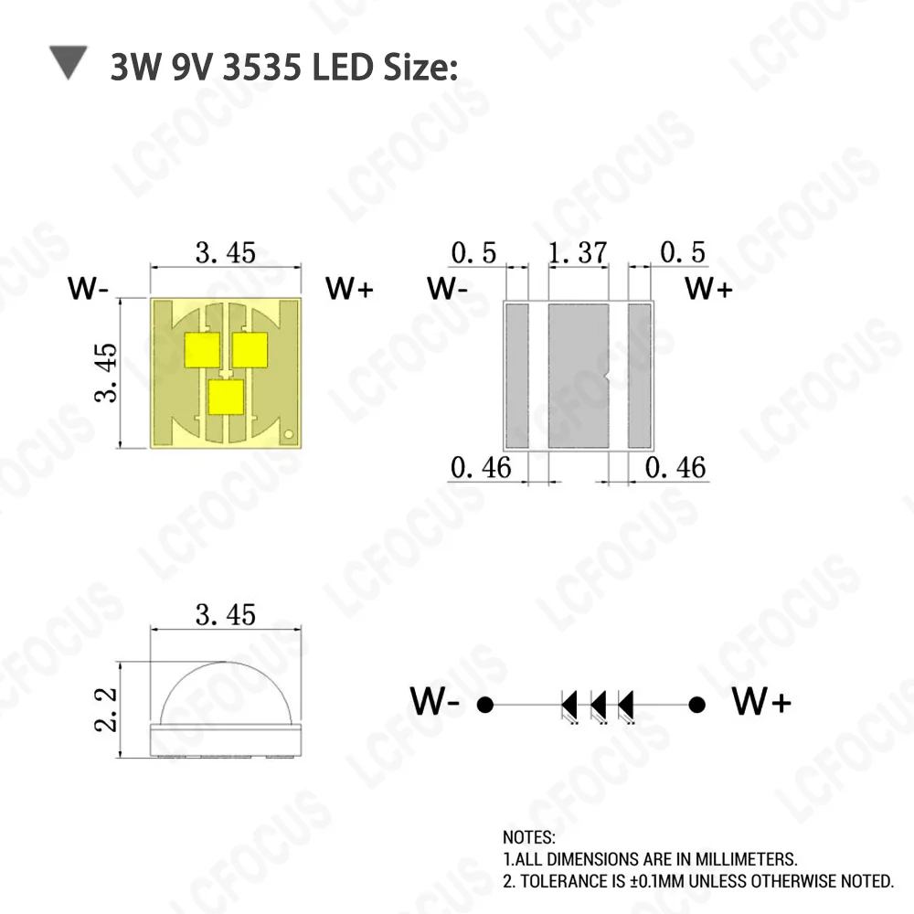 High Quality 3W 9V LED Chip Warm Nature White 3000K 4000K 6000K COB SMD 3 W Watt 35mil For Replace 3535 XPE Light Beads