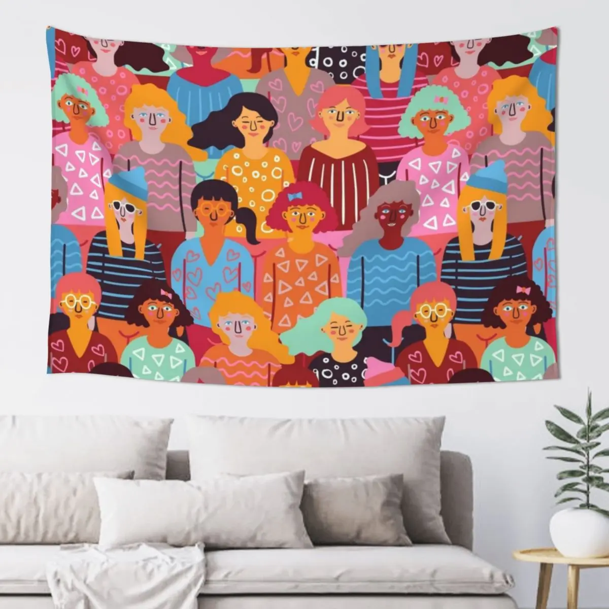 

Colorful pattern of women illustration Tapestry Aesthetic Room Decor Korean Aesthetic Decoration Home Decorators Tapestry