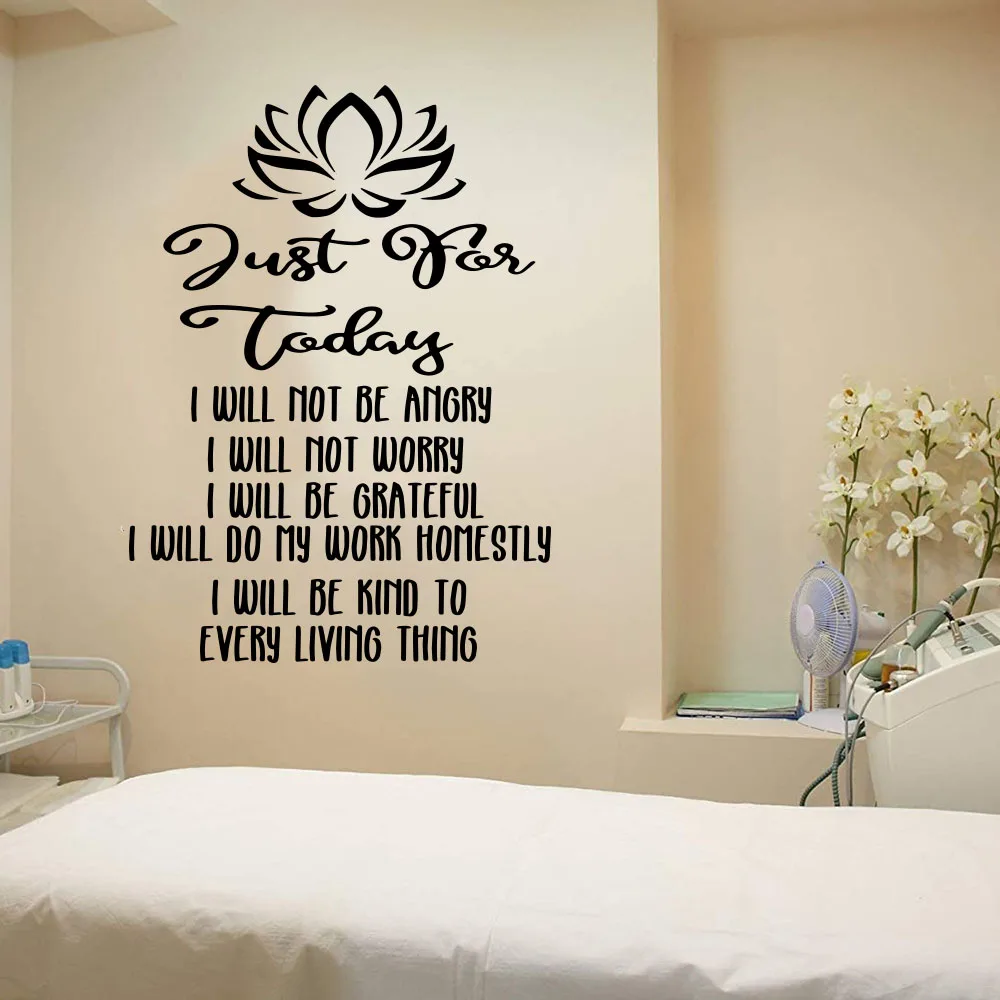 Reiki Principles Prayer Wall Sticker Bedroom Living Room Lotus Inspirational Quote Yoga Studio Wall Decal Vinyl Home Decor