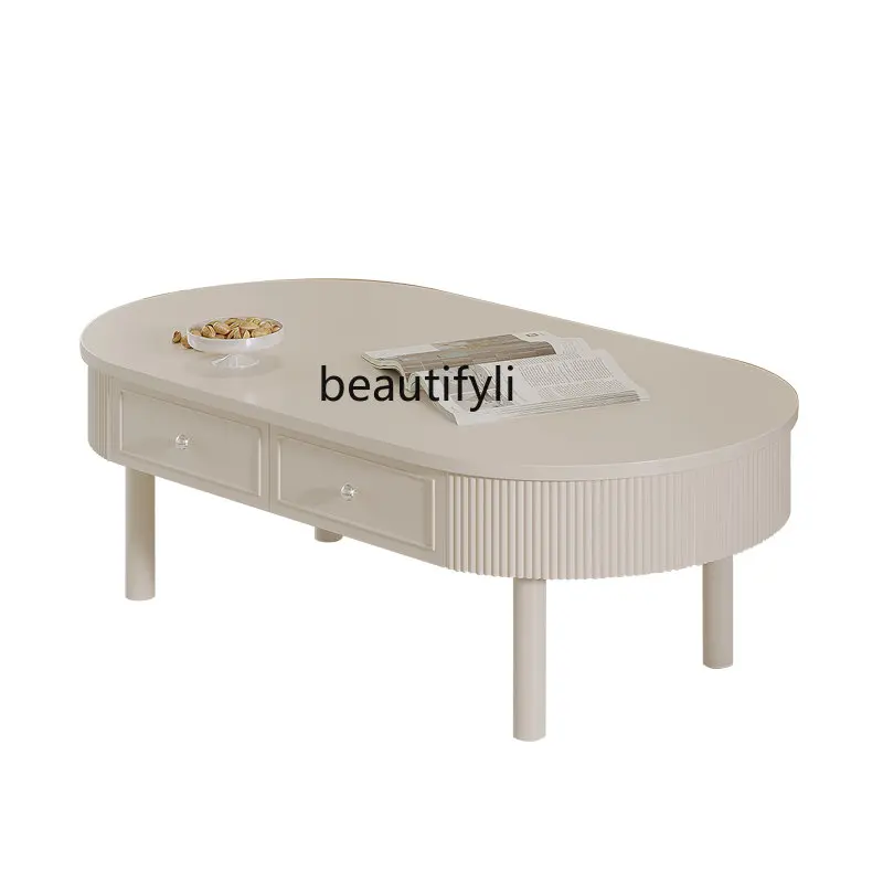 

zqFrench Cream Retro Coffee Table Household Small Apartment Simple Living Room New Tea Table