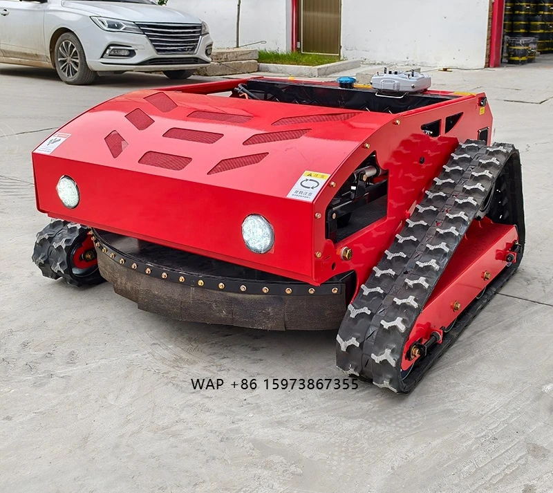 

Heavy Duty Industrial Grade Self Propelled Tracked Remote Control Mower with Grass Box for Farm Garden Roadside and Slope Use