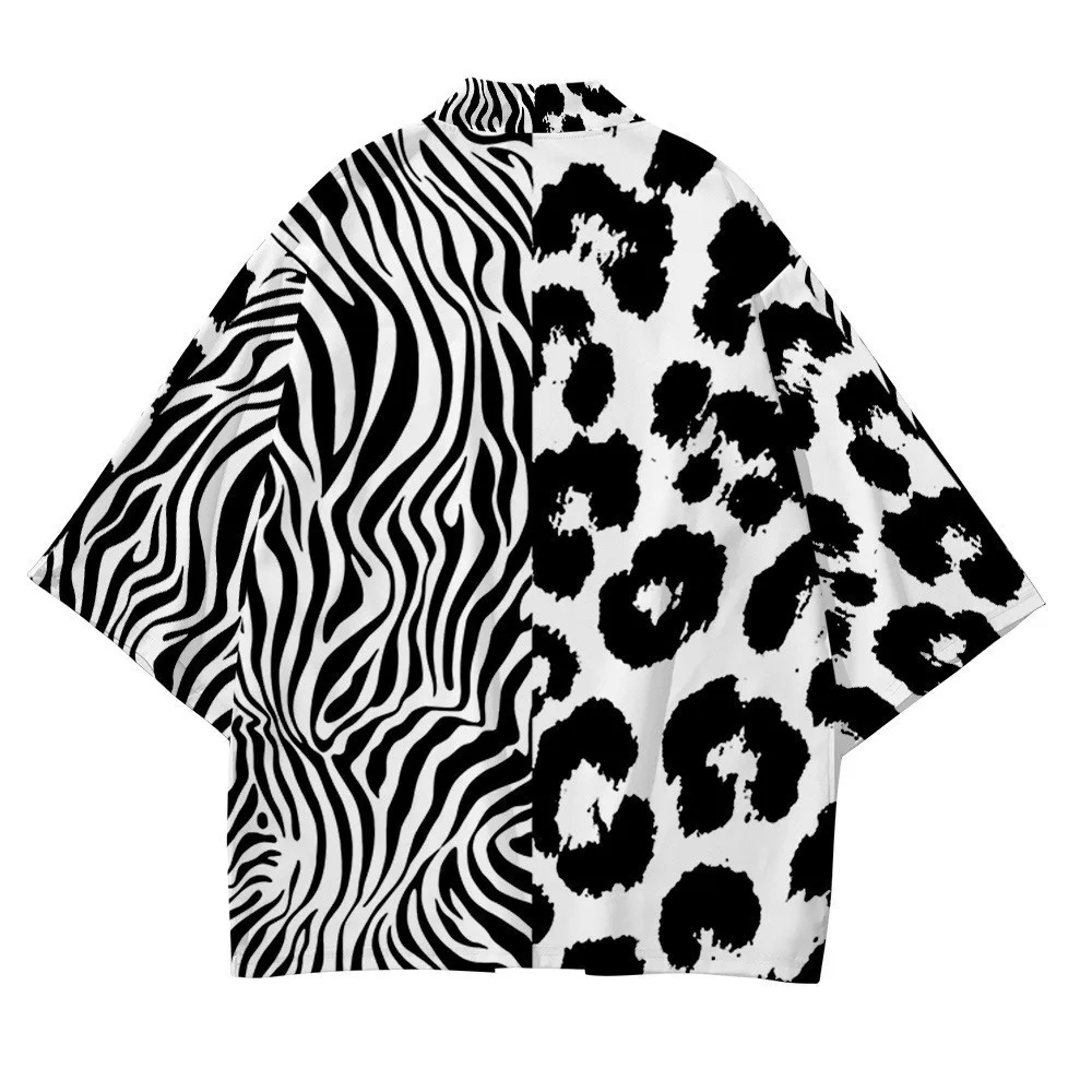 سترات رجالية مقاس كبير قميص كيمونو يوكاتا بنمط الفهد للرجال والنساء سترة كيمونو مقاومة للشمس مقاس كبير 4xl&** #2