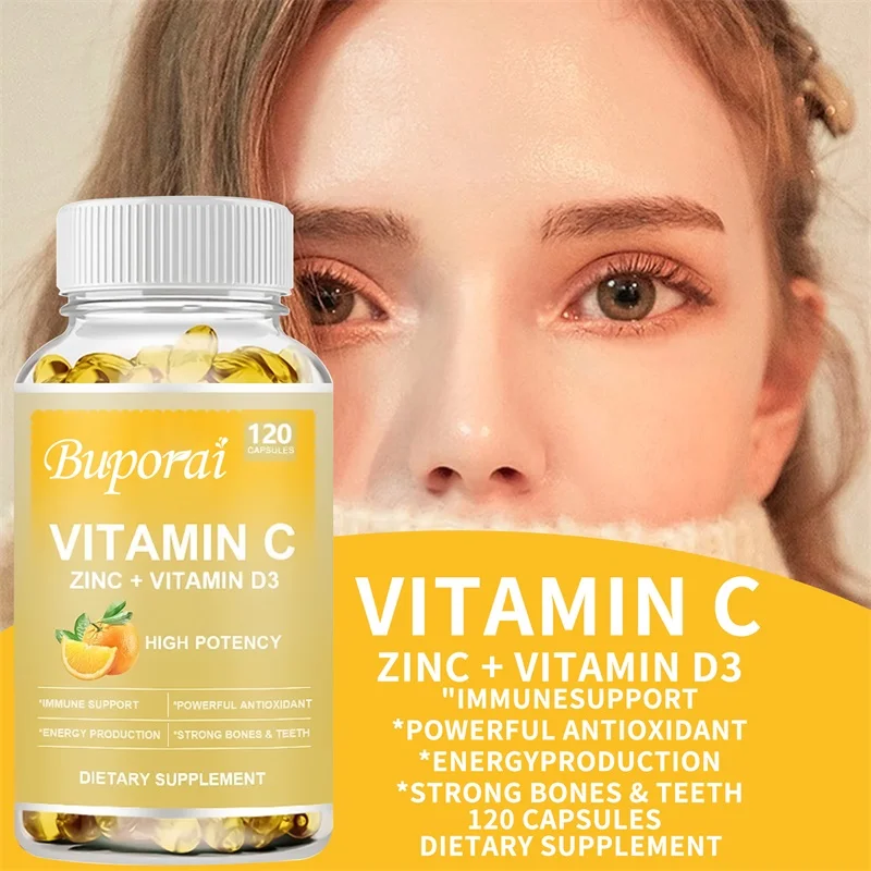 

Zinc, with Vitamin C, D3 Supplement - Immune and Respiratory Support, Regulate Blood Sugar, Improve Digestion