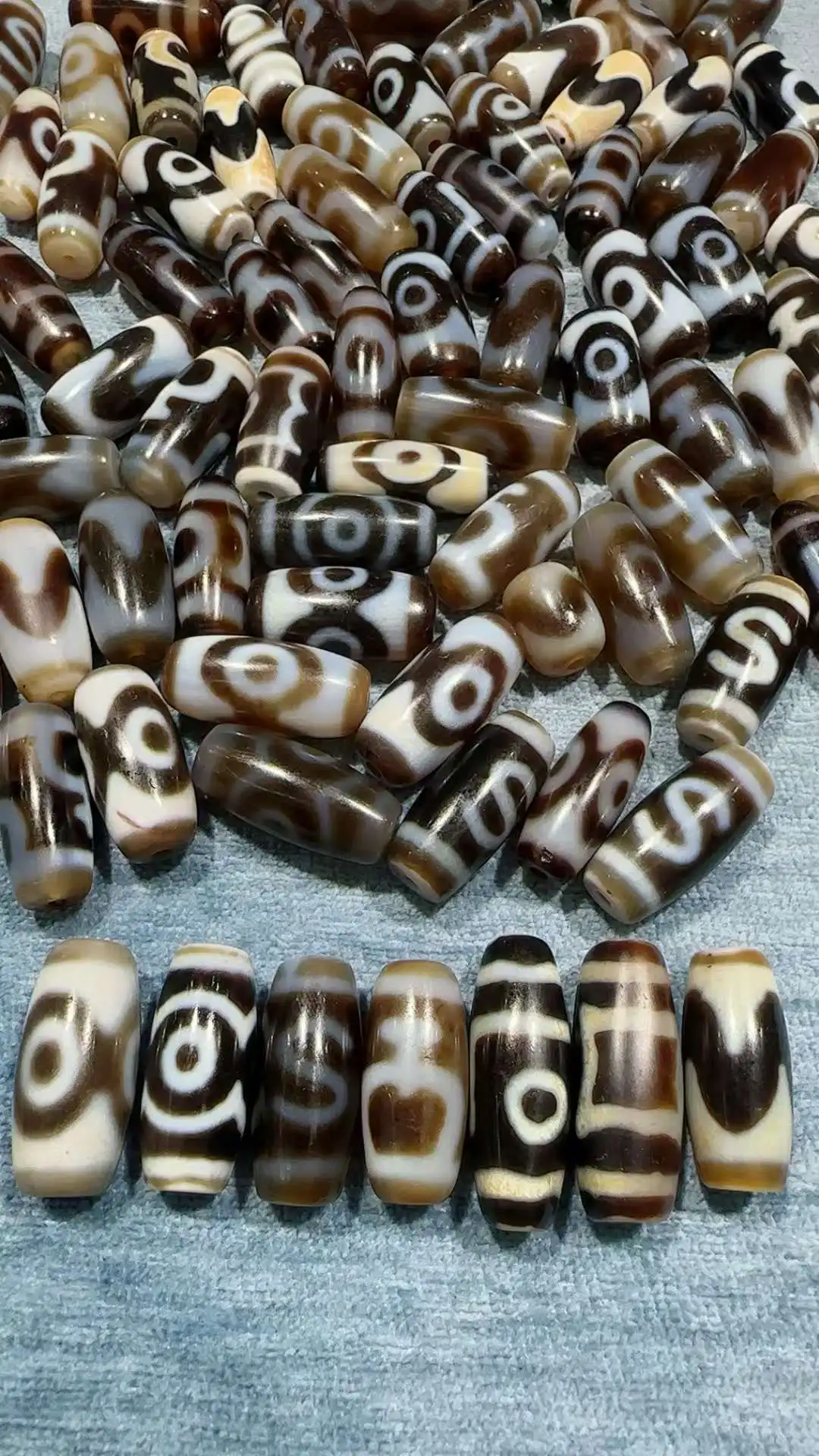 50pcs/lot Permeating Tianzhu 30mmAB Different Totems dzi beads for Jewelry making