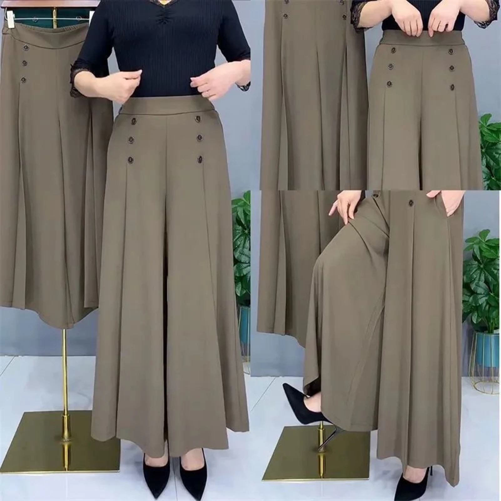 Stylish Pleated Wide-leg Pants Multiple Color Selection Suitable For Friends Gathering Wear H9