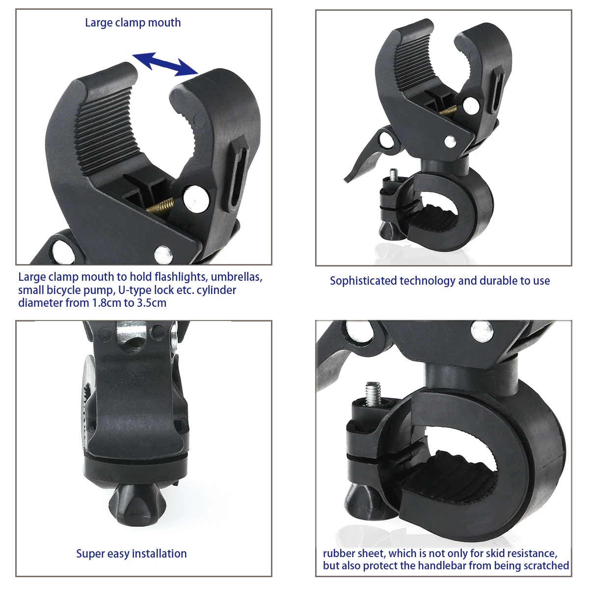 

Bicycle Flashlight Clip LED Holder Foxnovo Bike Mount Bracket Torch Clamp Black