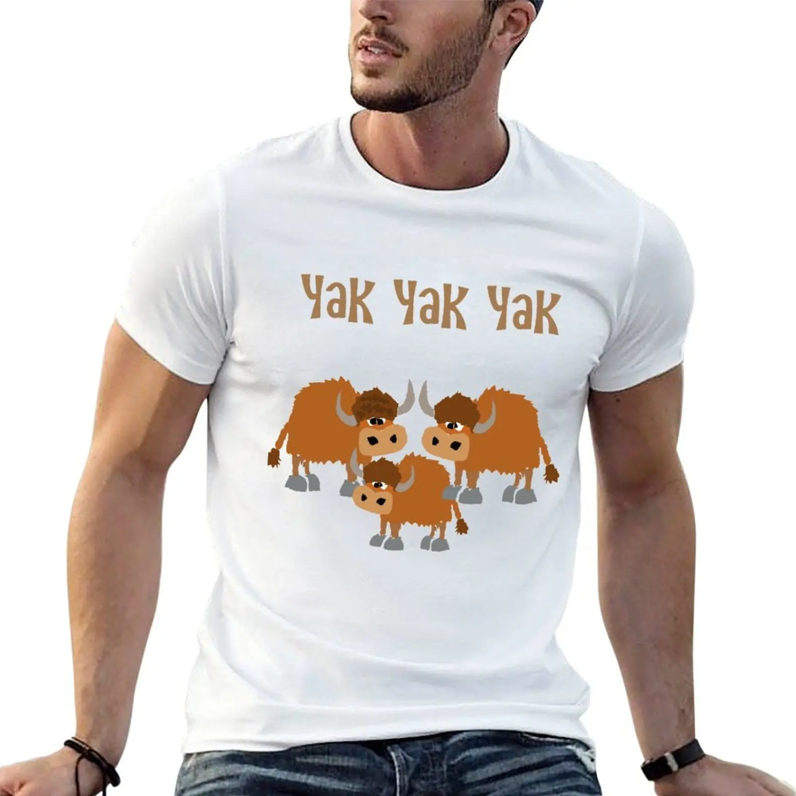 Funny Yak Yak Yak Pun Cartoon with three Animals T-Shirt Sporty Breathable Short Sleeve T-Shirt