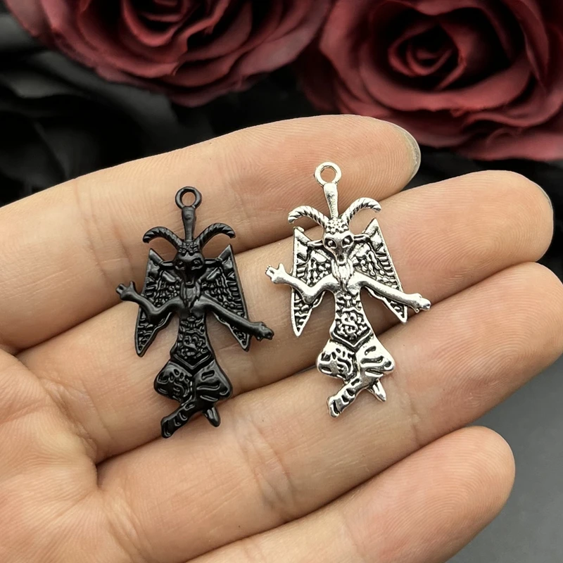 5pcs 3D Gothic Baphomet Pendants,Satan Charm,Satanic Imprint, Lucifer,Suitable Halloween for DIY Handmade Jewelry Accessories