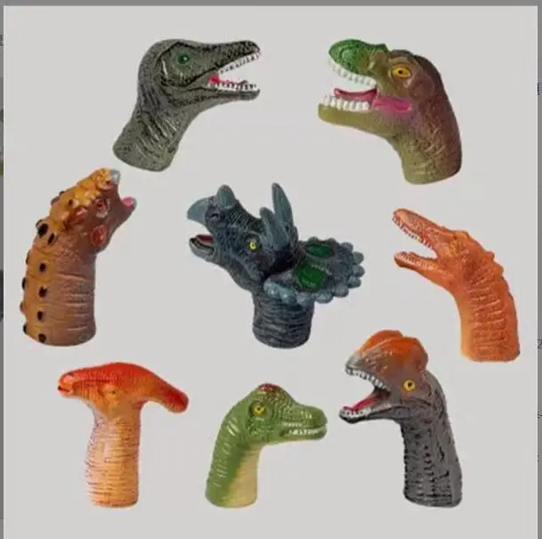 

dinosaur silicon puppet 8pcs Simulation Dinosaur Finger Puppet Toy Mini Silicone Dinosaur Model Telling Story Finger Puppet