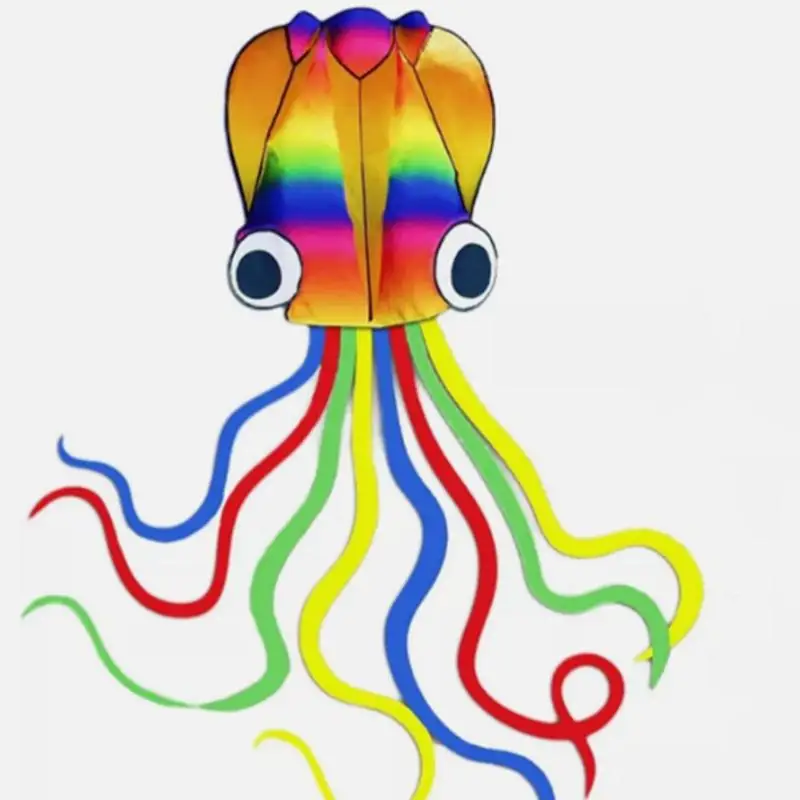 Get Carried Away with Giant Adult Soft Kites Set, Multi-color 3D Octopus Design, 4-meter with 100-meter Tire Line
