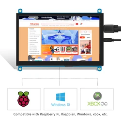 정전식 터치 패널 TFT LCD 모듈 스크린 디스플레이, 라즈베리 파이 3 B +/4b 용, 7 인치 1024*600 TNT