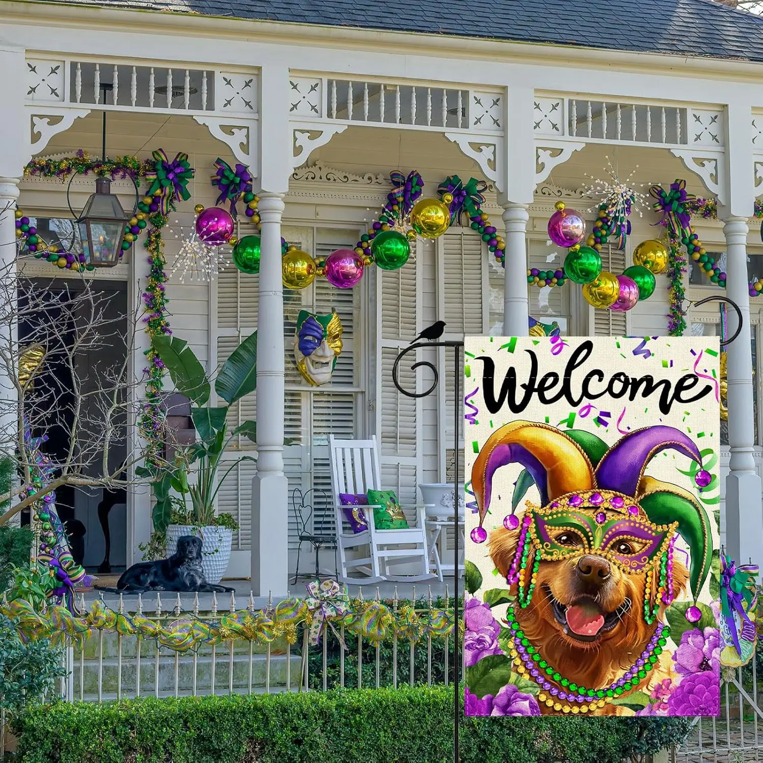 Mask Dog Beads Hat Mardi Gras Garden Flag 12x18 Inch Double Carnival Sided Small Mini Yard Flag Outdoor Outside Holiday Part EEZ