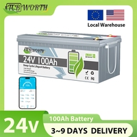 TCBWORTH 24V 100AH Bluetooth Lifepo4 Battery Built-in 100A BMS,7000+ Cycle,for Trolling Motors,Marine,Solar System Home Storage