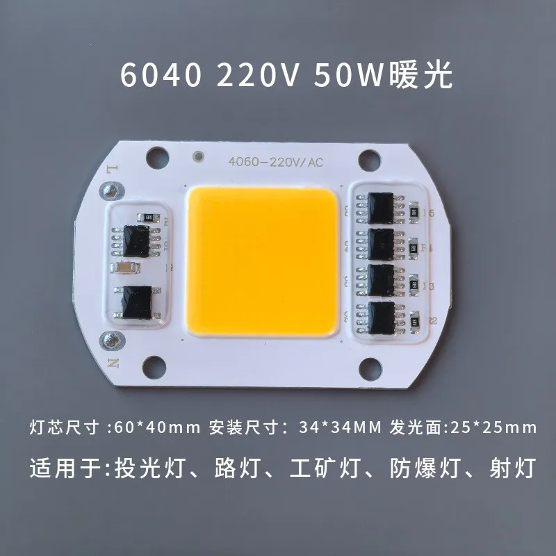5pcs Driver-free 50W COB LED light 220v chips 20W 30W for street lamp spotlight floodlight bulb AC220V board white 6000K 3000K