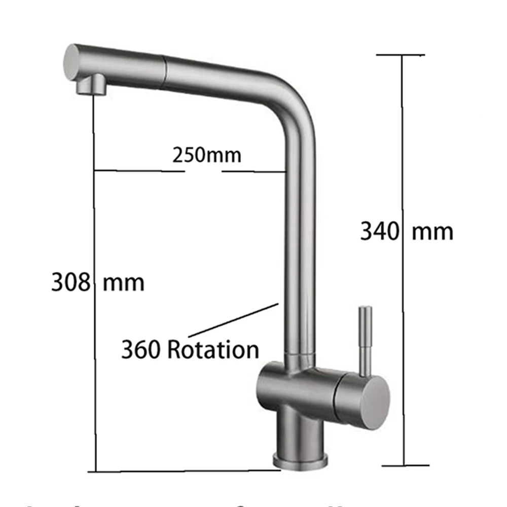 304 Stainless Steel Kitchen Basin Faucet , 360 Body Free Rotation Tap Nozzle With 40 Cm Hose Pulling Down ,Mixer Cold & Hold