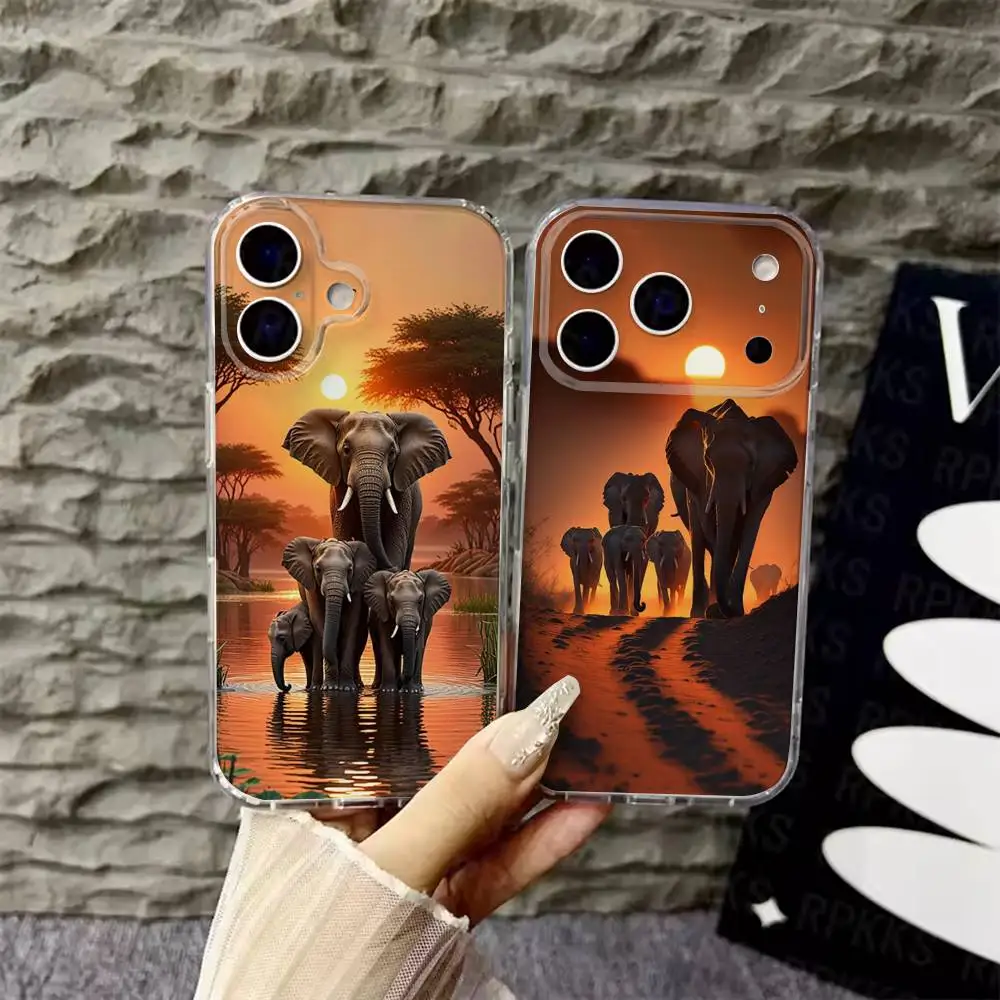 

Animal Elephant Phone Case For iPhone 17,16,15,14,13,12,Pro,Max,Plus,E,SE4,Air,Mini Transparent Cover