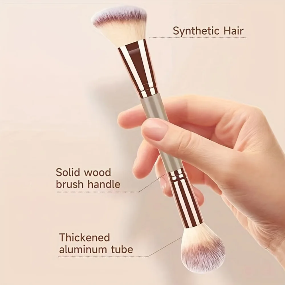 1Pc 2in1 Contour Blush Brush Setole in nylon morbido Manico in ABS per tutti i tipi di pelle Viso Guancia Trucco Kit di strumenti professionali in polvere