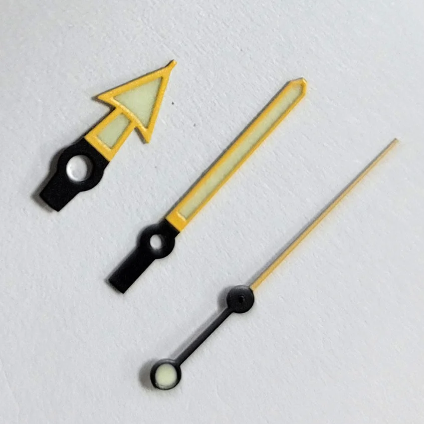 Black Yellow Watch Hands for NH35 NH36 7S Movement C3 Green Luminous Watch Pointers for SKX007 Wristwatch Parts