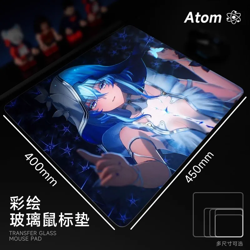 Glass Mouse Pad Anime Tempered PV Smooth FPS Esports Desk Mat DIY Customized Pattern Mousepads Gaming Keyboard Accessories Gift