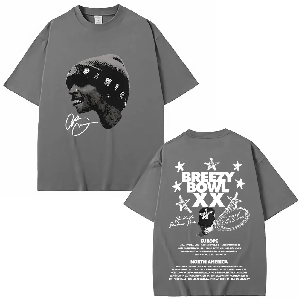 كريس براون بريزي السلطانية XX 2025 جولة تي شيرت موضة الهيب هوب خمر تي شيرتات قصيرة الاكمام الرجال النساء الصيف تي شيرتات قطن بلايز #4