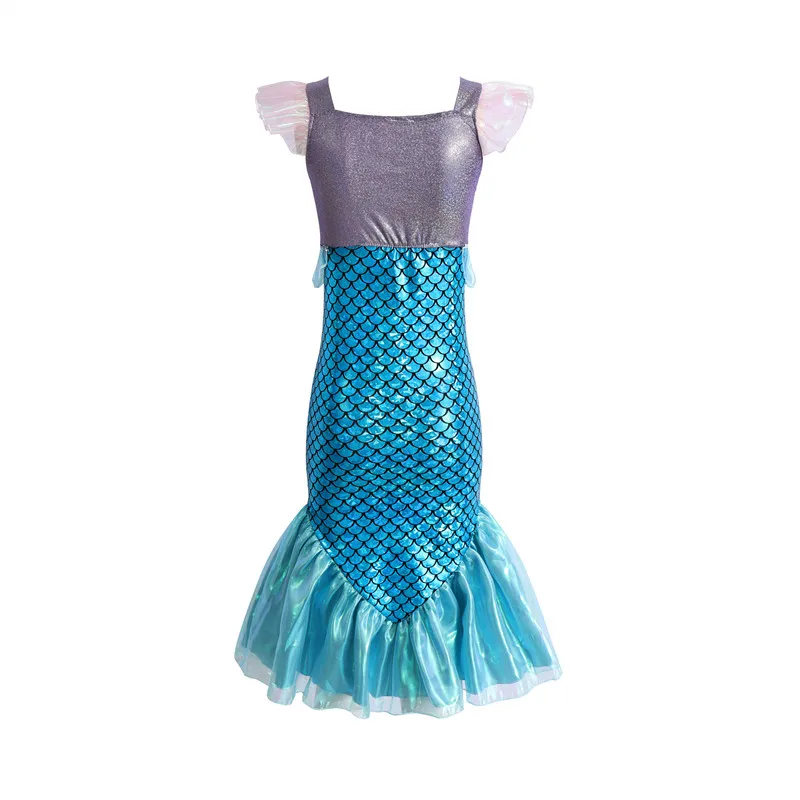 فستان الأميرة حورية البحر للأطفال، زي ذيل السمكة اللامع، ملابس مريحة للحفلات، هدية عيد الميلاد والكريسماس للفتيات، زي تنكري