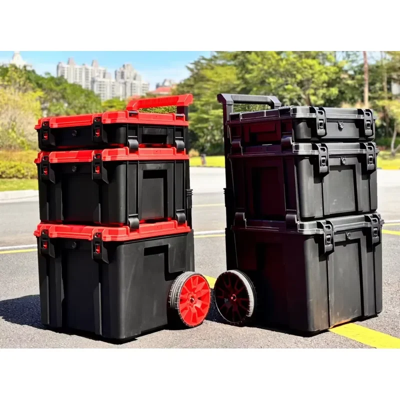 Heavy Duty Plastic Tool Box for Car Trunk Organizer Storage Case Portable Hard Shell Container with Handle for Auto Repair