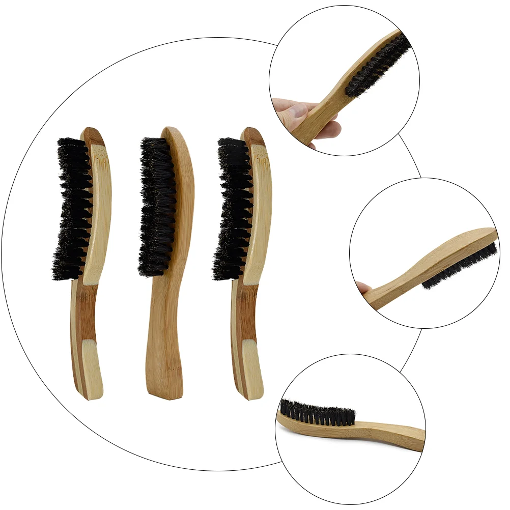 3 Pcs Beard Brush Boar Bristle Care Supplies Tool Male Mens Comb Cleaning Nursing