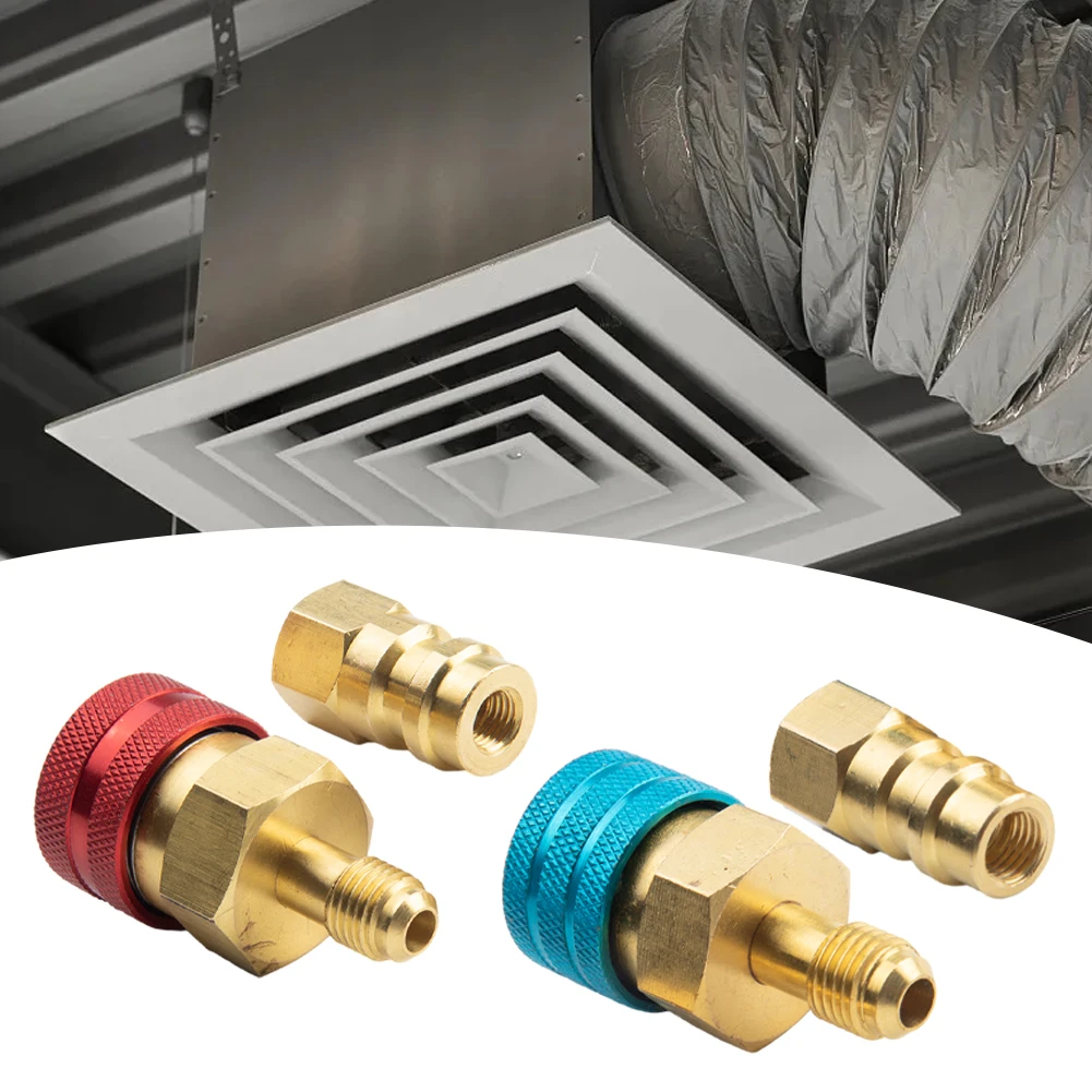 Vehicle Air Conditioner Quick Coupler Adapter for R1234yf to For R134a Conversion Kit with Brass High Low Side Connectors