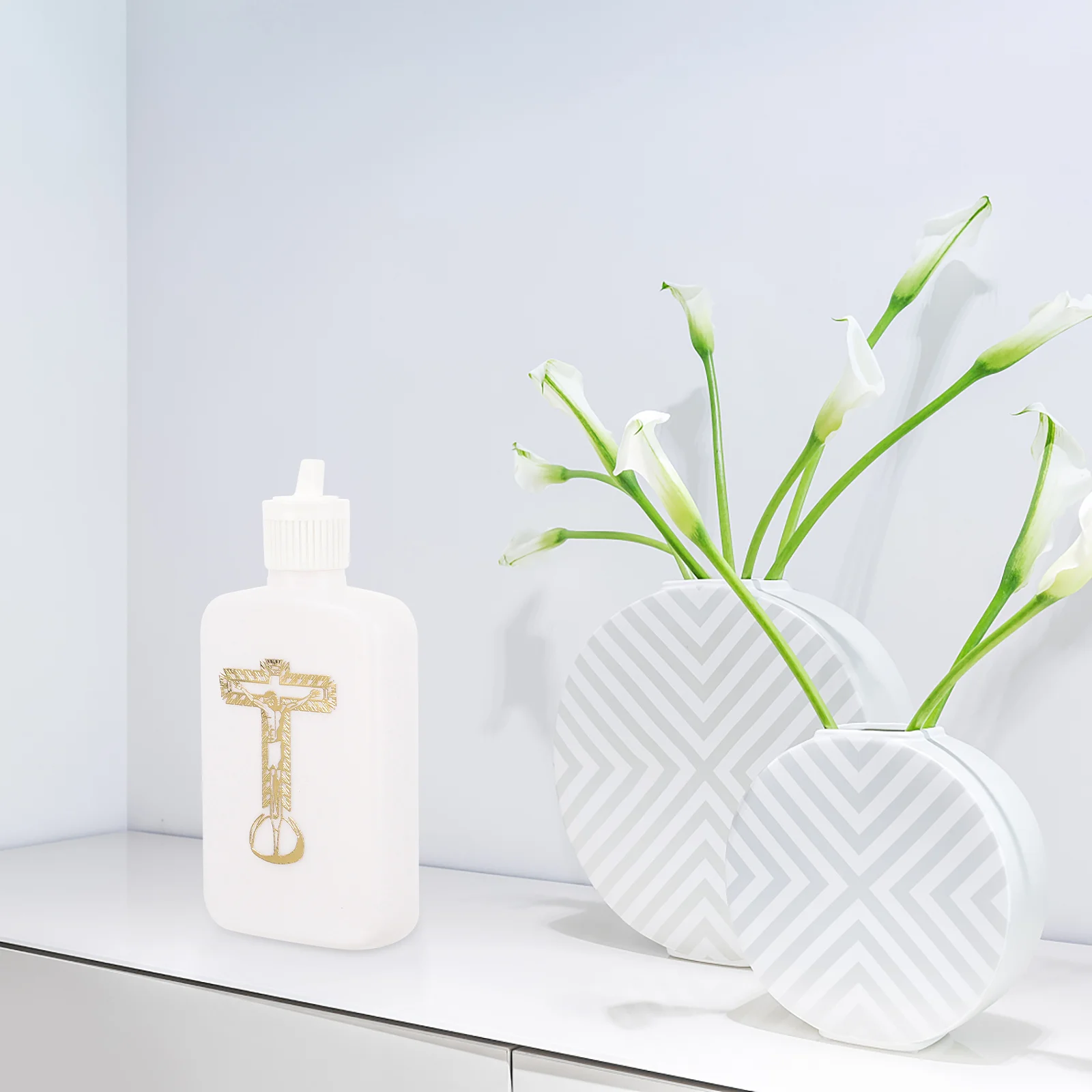 

Empty Holy Water Bottle 100Ml Catholic Christian Travel Flask with Decorative Cross Design for Blessing Rituals