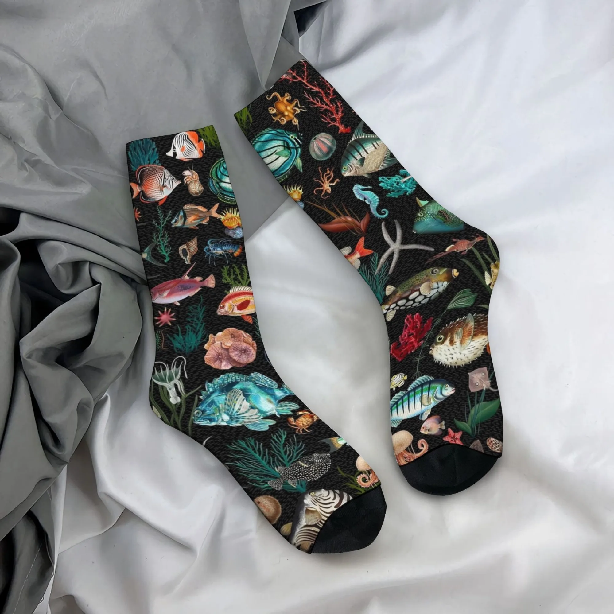 

Мужские носки Ocean Underwater World Happy, новинка, забавные носки в стиле хип-хоп, удобные теплые стильные уличные повседневные спортивные носки, подарок