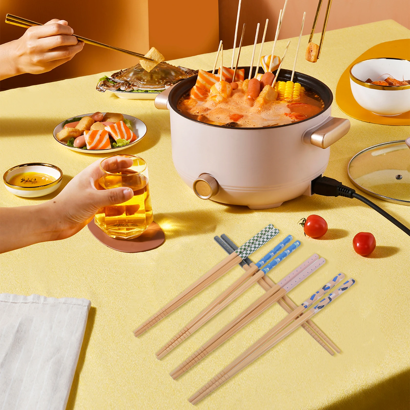 

5Pairs Elegant Color Chopsticks Set Decorative Food Chopsticks Lightweight Multi- Dinner Supplies Reusable