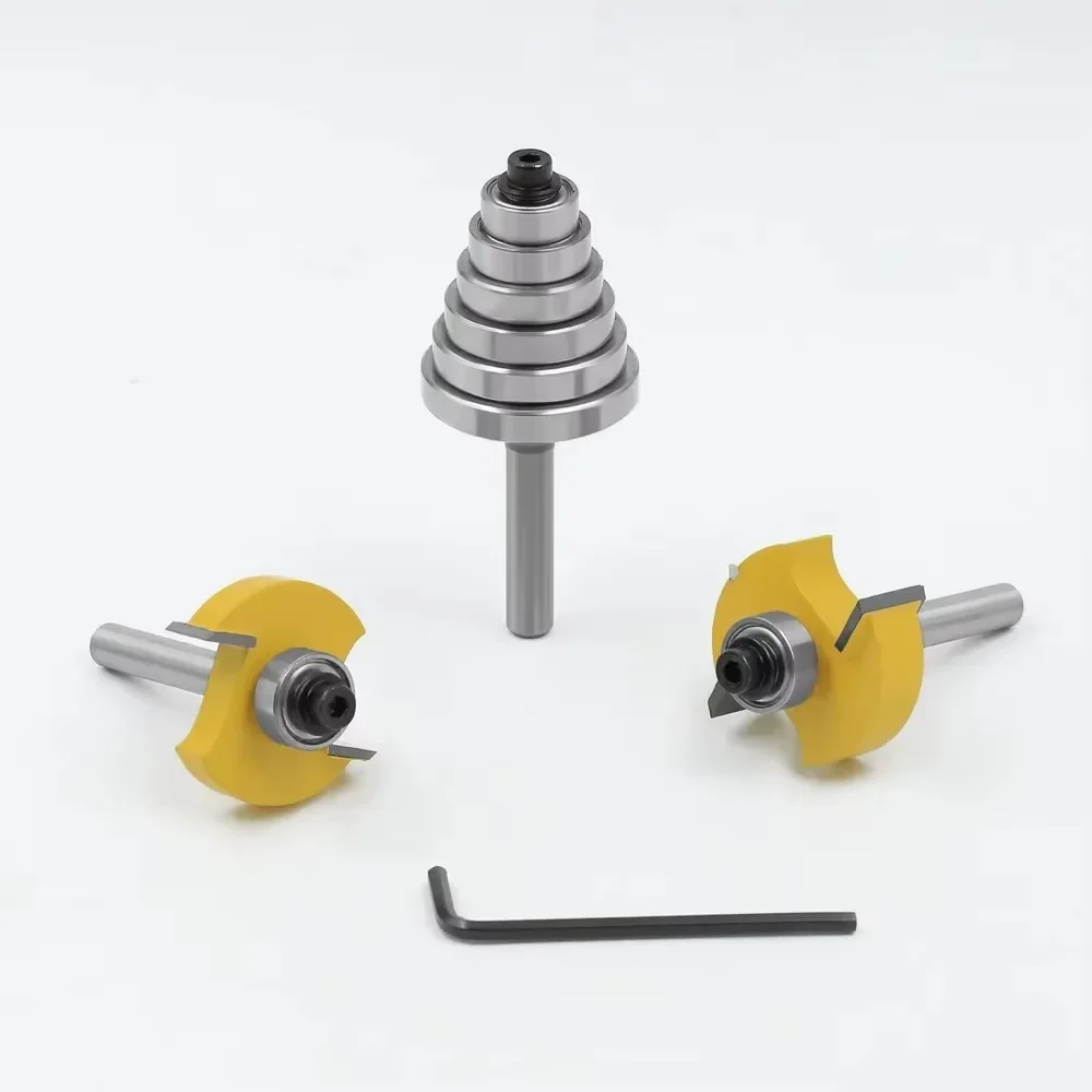 Mèche de routeur à Rabbet à tige de 6mm ou 1/4 ", avec jeu de 6 roulements, coupe-Tenon réglable, mèches en carbure cémenté pour le travail du bois, 3 pièces
