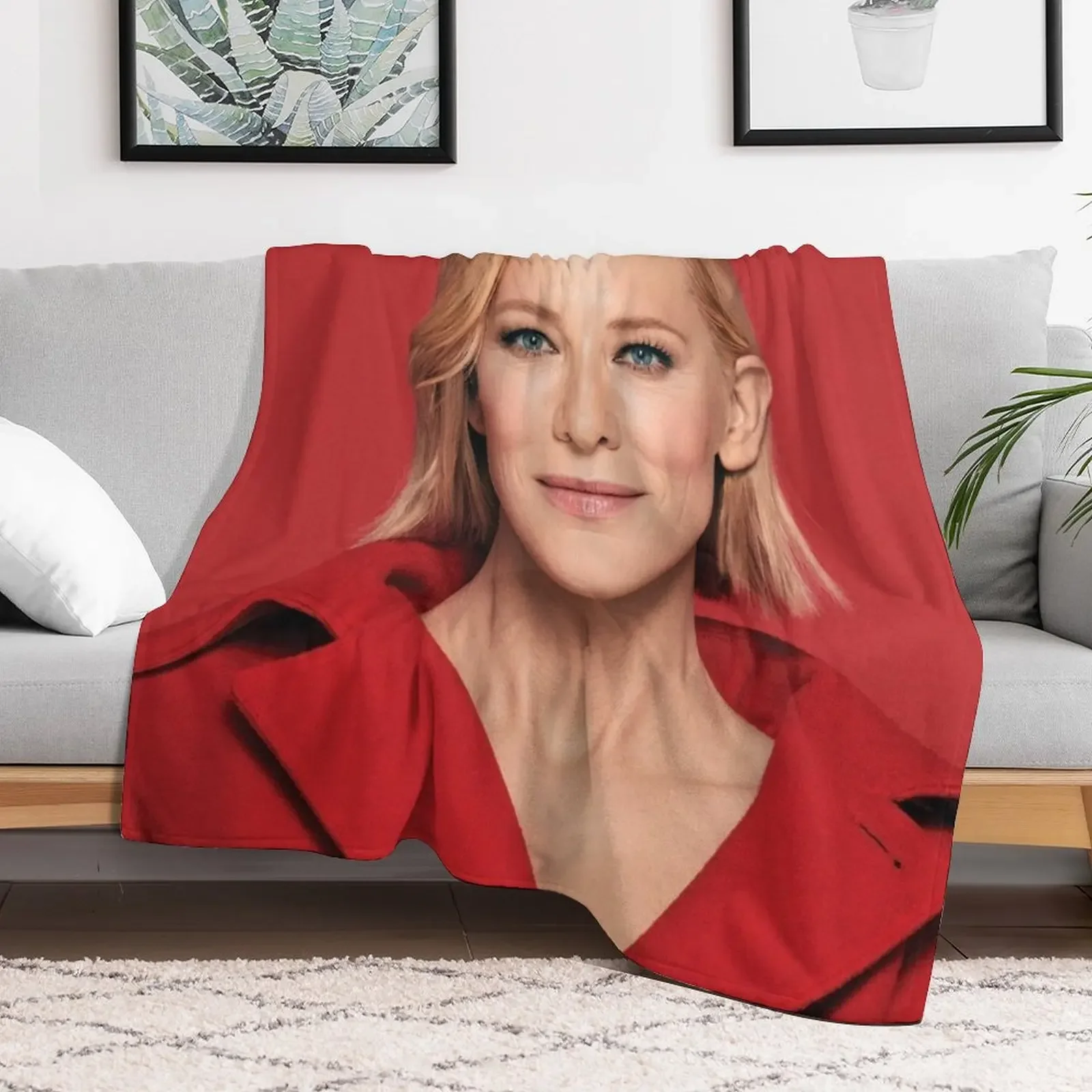Cate Blanchett Throw Blanket Cozy Sofa Blanket for TV Watching Napping