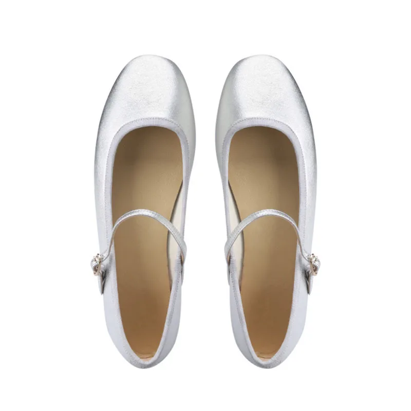 Zapatillas French Flat Bottomed Women Shoe Autumn Shallow Cut Mary Jane Shoe One Line Leather Shoe Ballet Single Women