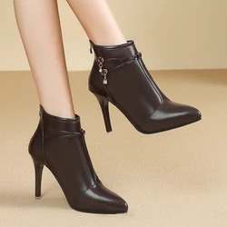 Pointed Toe Ankle Boots Women Thin Heels High Heels Shoes Woman 2024 Trend New Dress Elegant Pumps Fashion Chelsea Botas Mujer