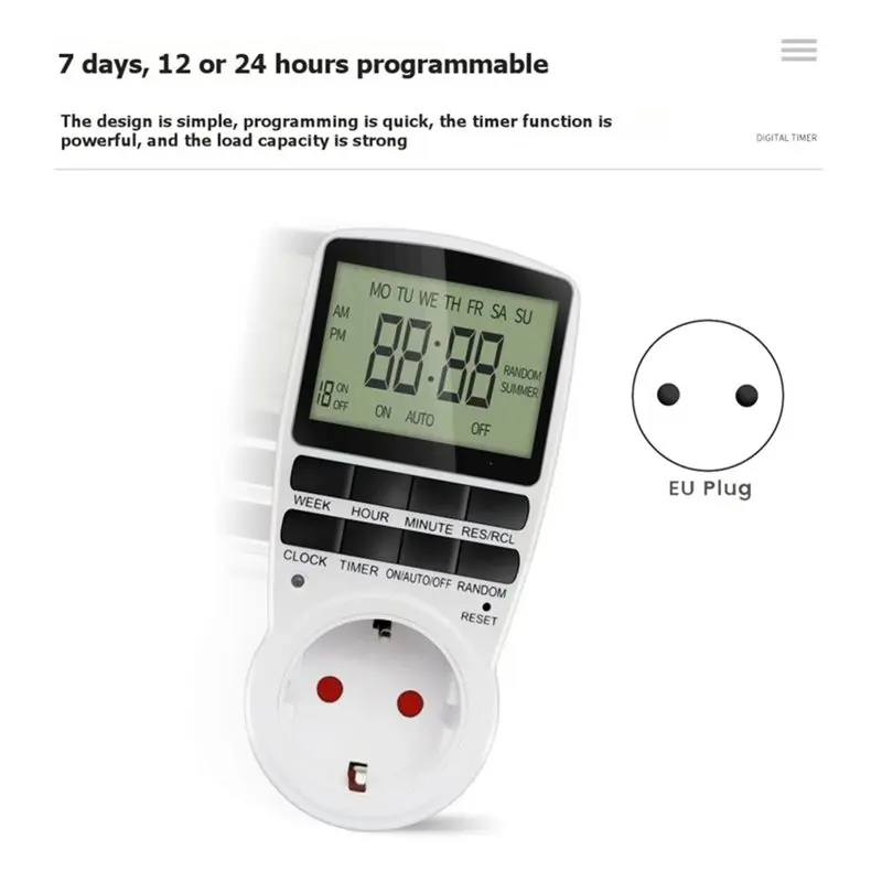 T21C Programmable Timing Socket Electronic Digital Timer Switch Socket Kitchen Timer Outlet Control Shutter Power-Off