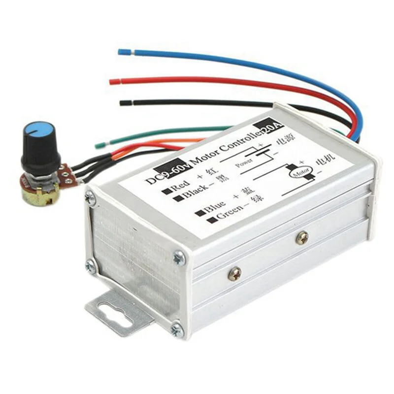 6X Motor Speed Controller DC9V 12V 24V 48V 60V PWM Motor Speed Controller Regulator Driver 0-1200W Adjustable Current-A68E