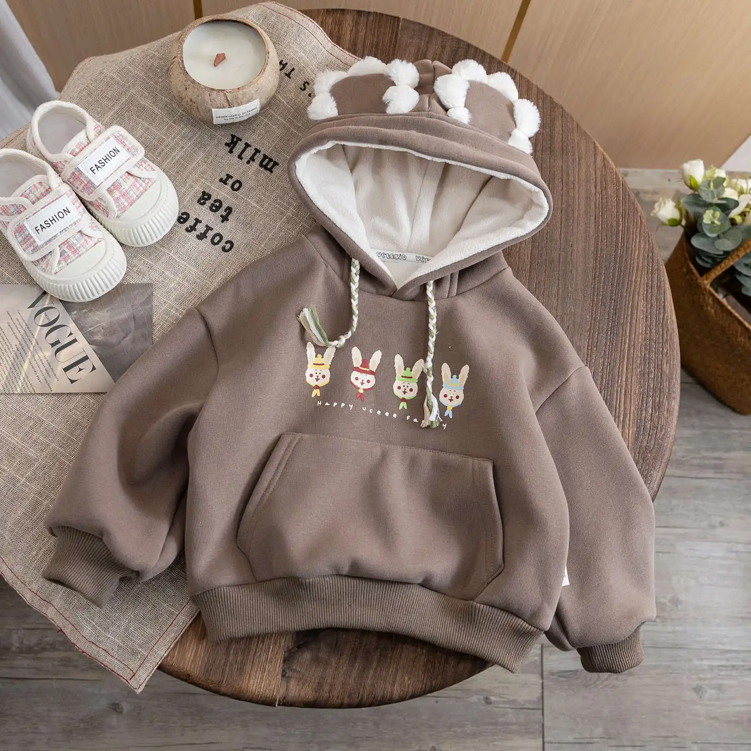 Girls Hoodies Cartoon Hooded For Kids Plus Velvet Children Sweatshirt 2023 Autumn Winter Baby Pullover Toddler Outerwear Clothes