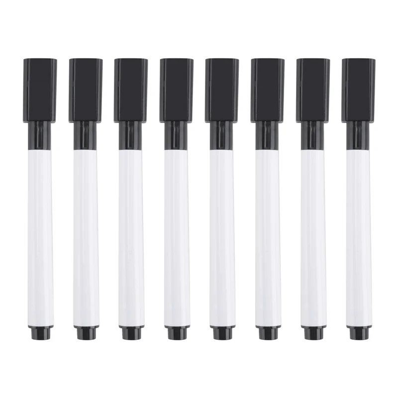 Verbeterde 100 stuks droog uitwisbare markers whiteboard zwarte droog uitwisbare markers met rubberen dop fijne punt droog uitwisbare markers