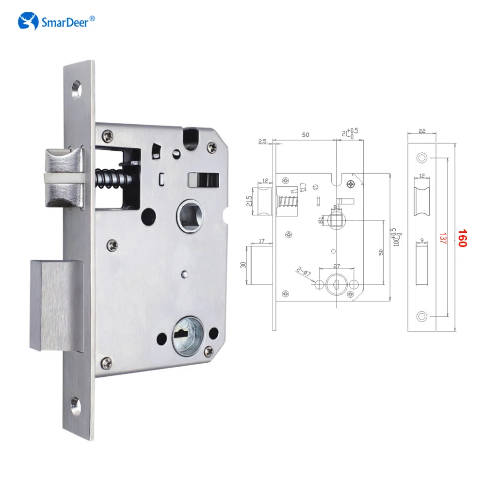 5050 vervangend onderdeel voor het slotbehuizing van een inbouwslot van roestvrij staal, compatibel met een slimme deurvergrendeling met vingerafdruksensor, een accessoire voor slimme sloten.
