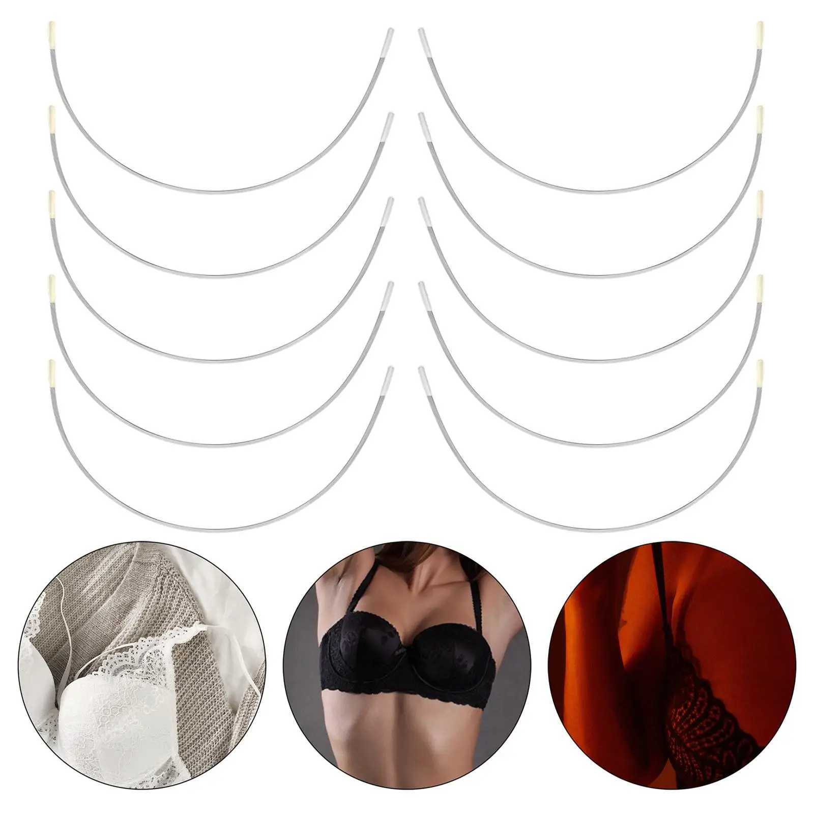 Set of 6 Handcrafted Stainless Steel Bra Underwire Replacements for Women - D Cup
