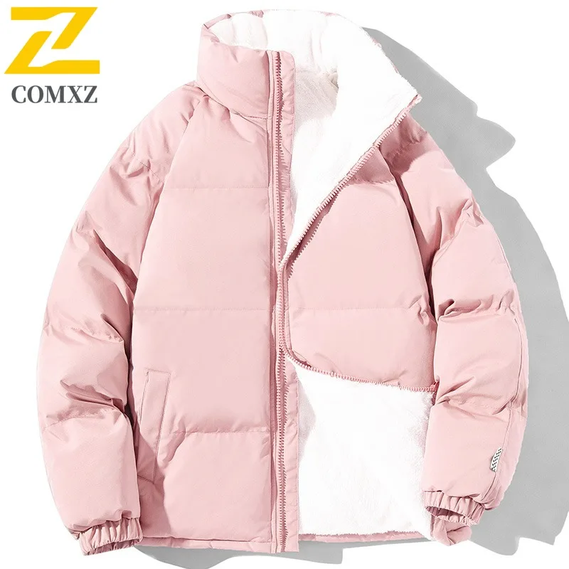 COMXZ Men's Winter Jacket Korean Solid Color Ski Warm Street Look Cotton Padded Jacket Daily Outing Thick Design Padding Coat