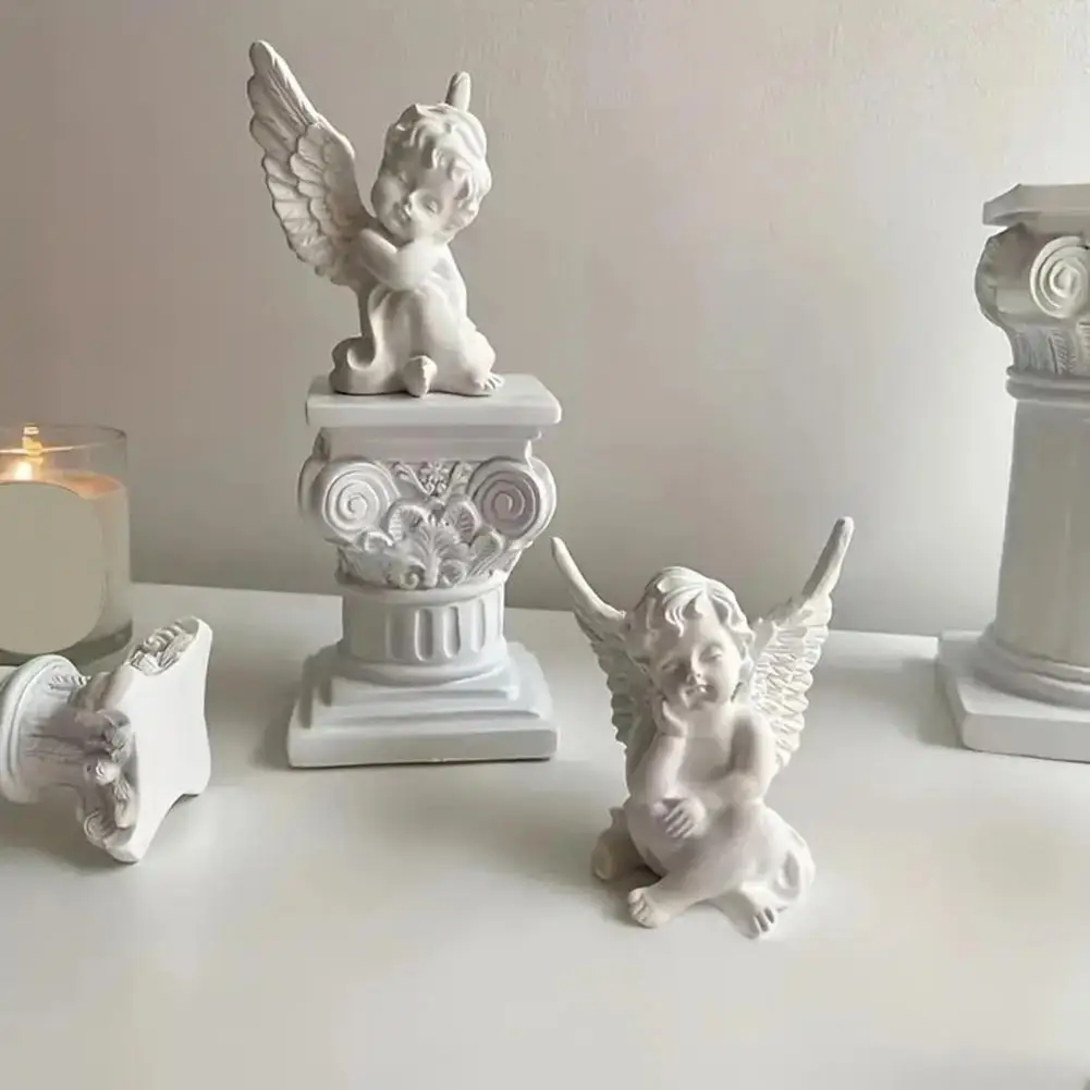 Office Desk Angel Ornament Decorative Angel Statue Little Angel Figurine Resin Sculpture Cherub Remembrance Ornament for Bedroom