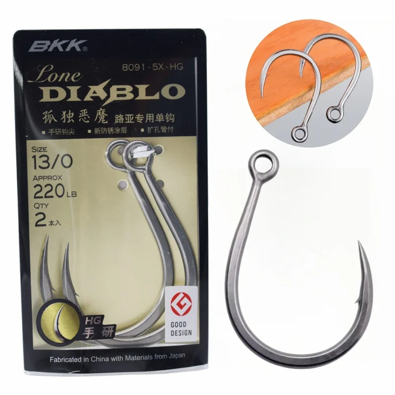 BKK 8091-5X-HG Welding Hook High Carbon Steel Fishing Hook Lone Diablo Sea Boat Fishing Pencil Wave Crawling Jigging