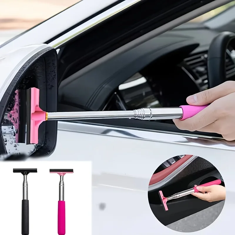 4/2 Pieces in Random Colors, Car Rearview Mirror Wiper, Stainless Steel Telescopic Wiper Strip, Car Window Glass Defogger Wiper, Water Cleaning Car Wiper Blade, Halloween and Christmas Gifts
