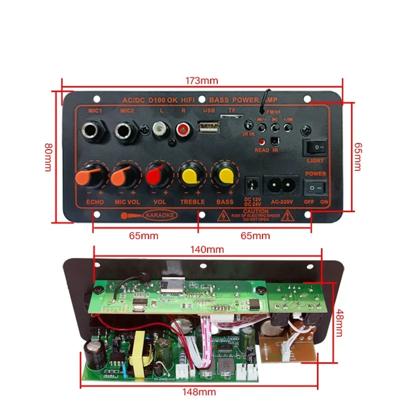 Auto Versterker Board BT AUX TF-kaart USB 100 W voor 8 Ohm Luidspreker 110 V 220 V 12 V 24 V Audio Amp Module voor auto Subwoofer