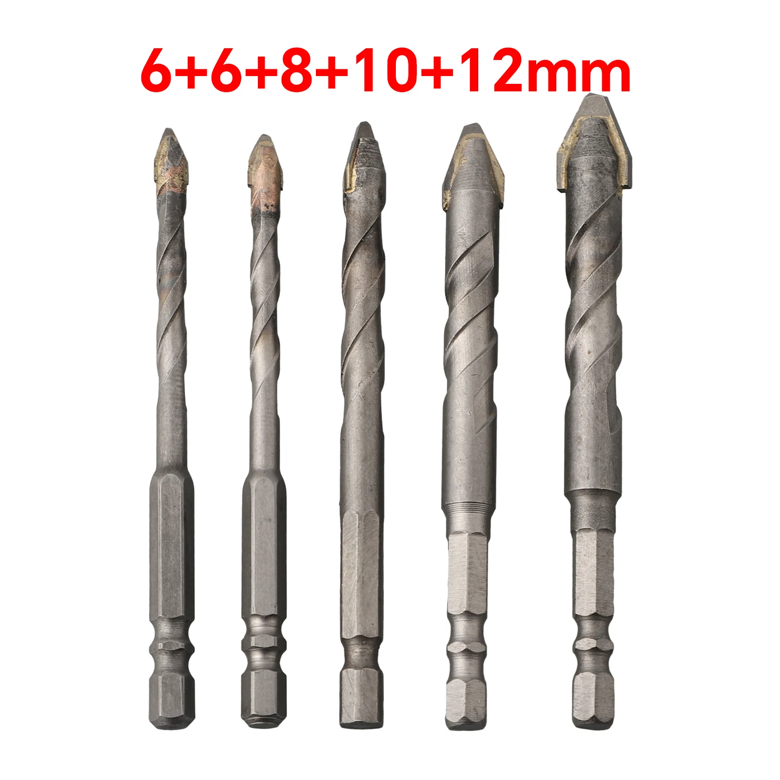 

5pcs 6/8/10/12mm Eccentric Drill Bit Alloy Steel For Ceramic Tiles Plastics Bubble Bricks Foam Bricks Bit Tool Kit