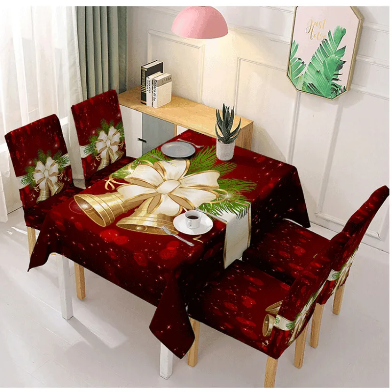 Christmas Tablecloths Patterned Siamese Chair Covers Stretch Absorbent Tablecloths Decoration