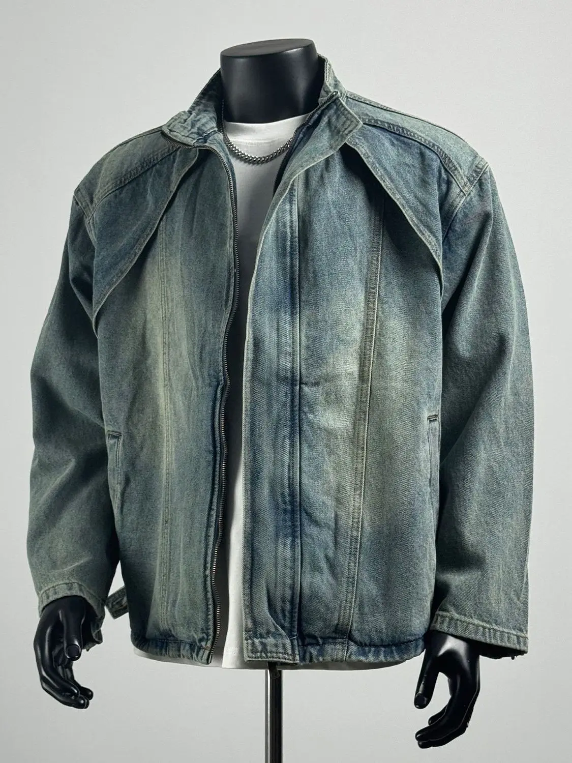 

Ретро-джинсовая куртка в американском стиле для мужчин, весна-осень, новая модная свободная повседневная куртка с воротником-стойкой, универсальная верхняя одежда