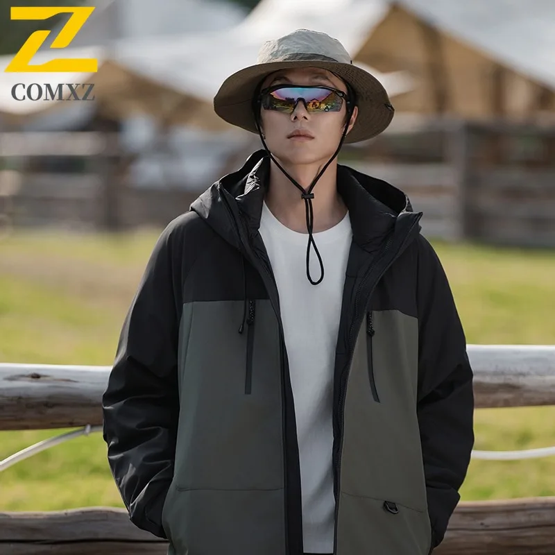 COMXZ Mens Puffer Jacket Premium Duck Down 3 in 1 Inner Layer Thickened Warm Down Jacket Outdoor Ski Cold Resistant Autumn Coat